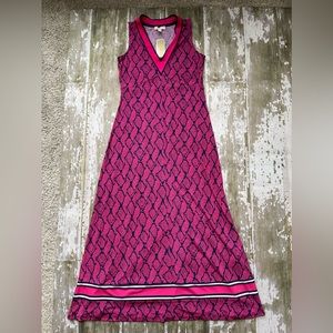 NWT Michael Kors maxi dress hot pink navy long snakeskin print MSRP $140 size L